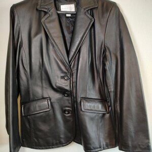 Women’s Worthington Black Genuine Lambskin Leather Blazer Jacket - Size Large